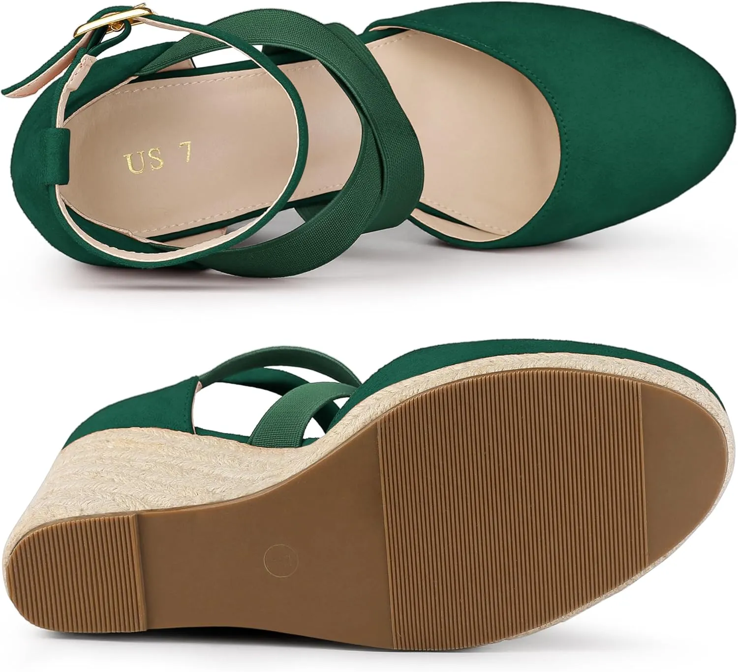 Allegra K Women's Espadrilles Closed Toe Wedges Heels Sandals