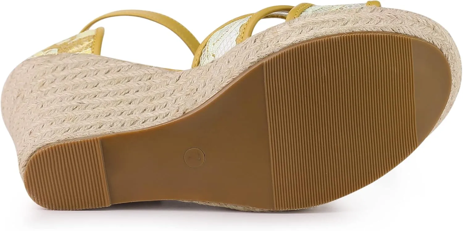 Allegra K Women's Espadrilles Lace Wedges Wedge Sandals