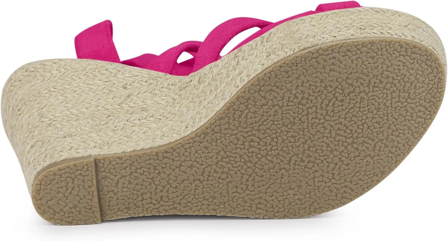 Allegra K Women's Espadrilles Platform Heels Lace Up Wedge Sandals