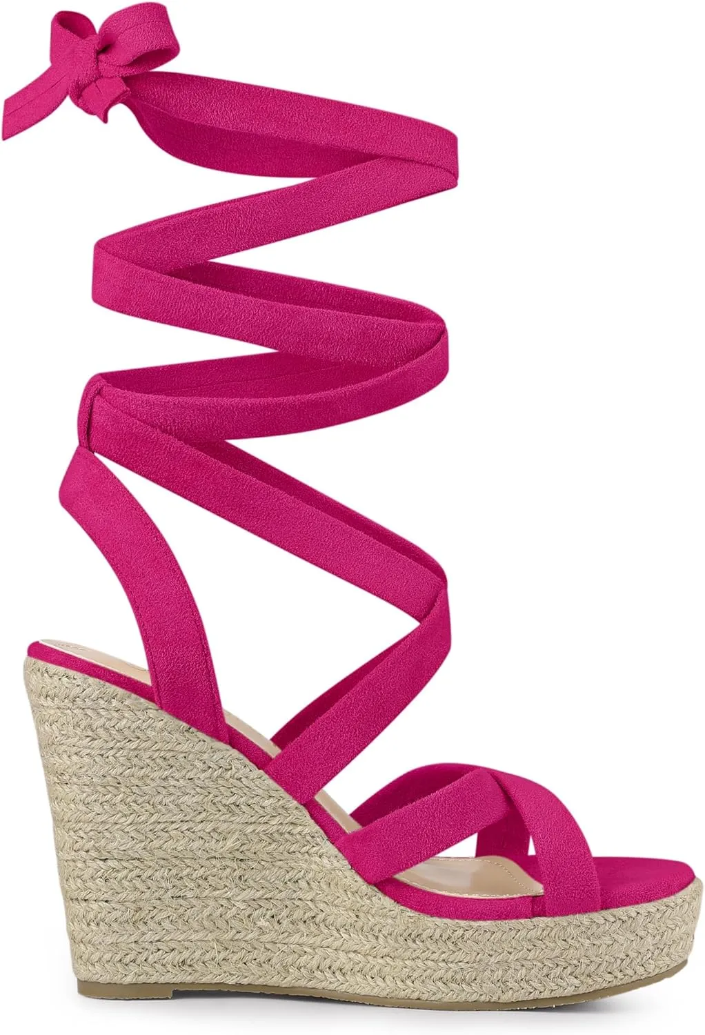 Allegra K Women's Espadrilles Platform Heels Lace Up Wedge Sandals