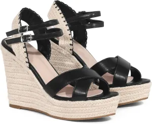 Allegra K Women's Espadrilles Platform Wedges Open Toe Wedge Heel Sandals