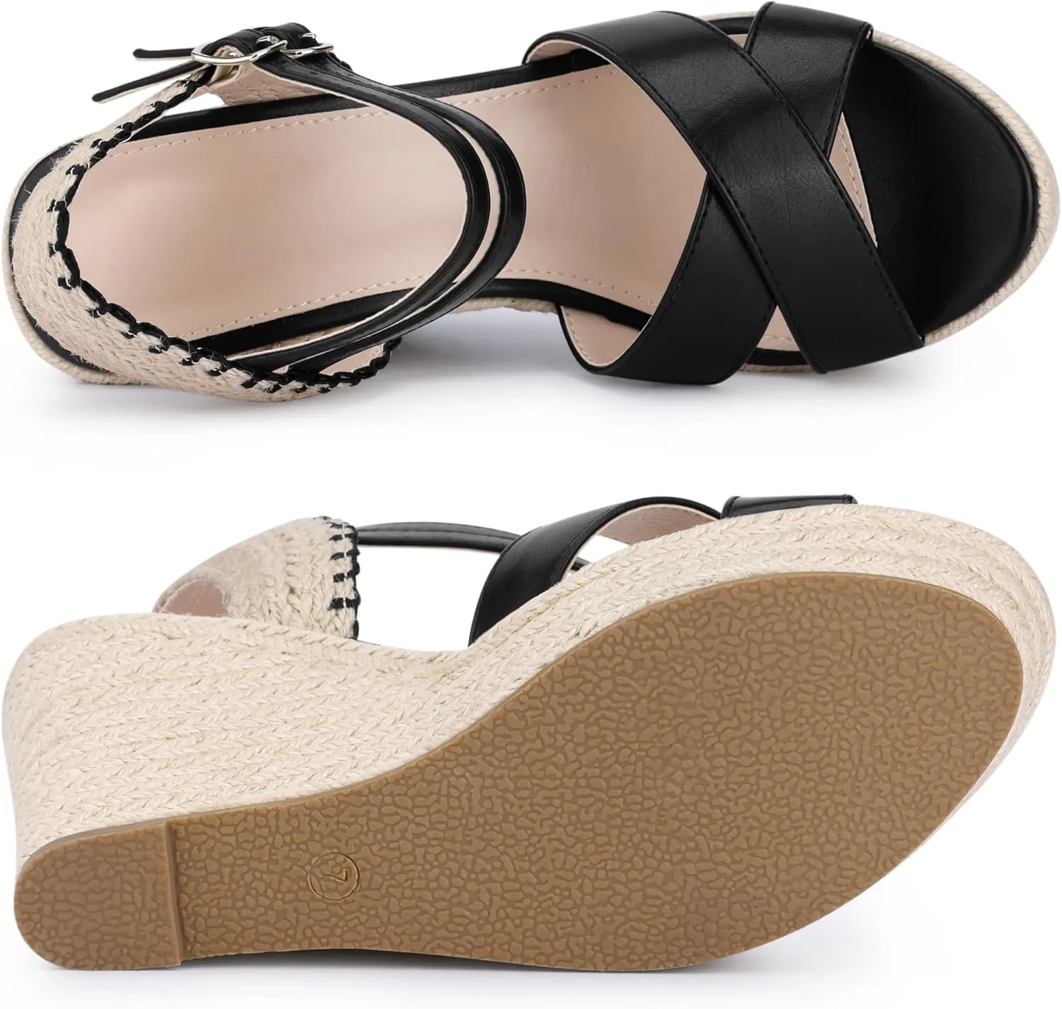 Allegra K Women's Espadrilles Platform Wedges Open Toe Wedge Heel Sandals