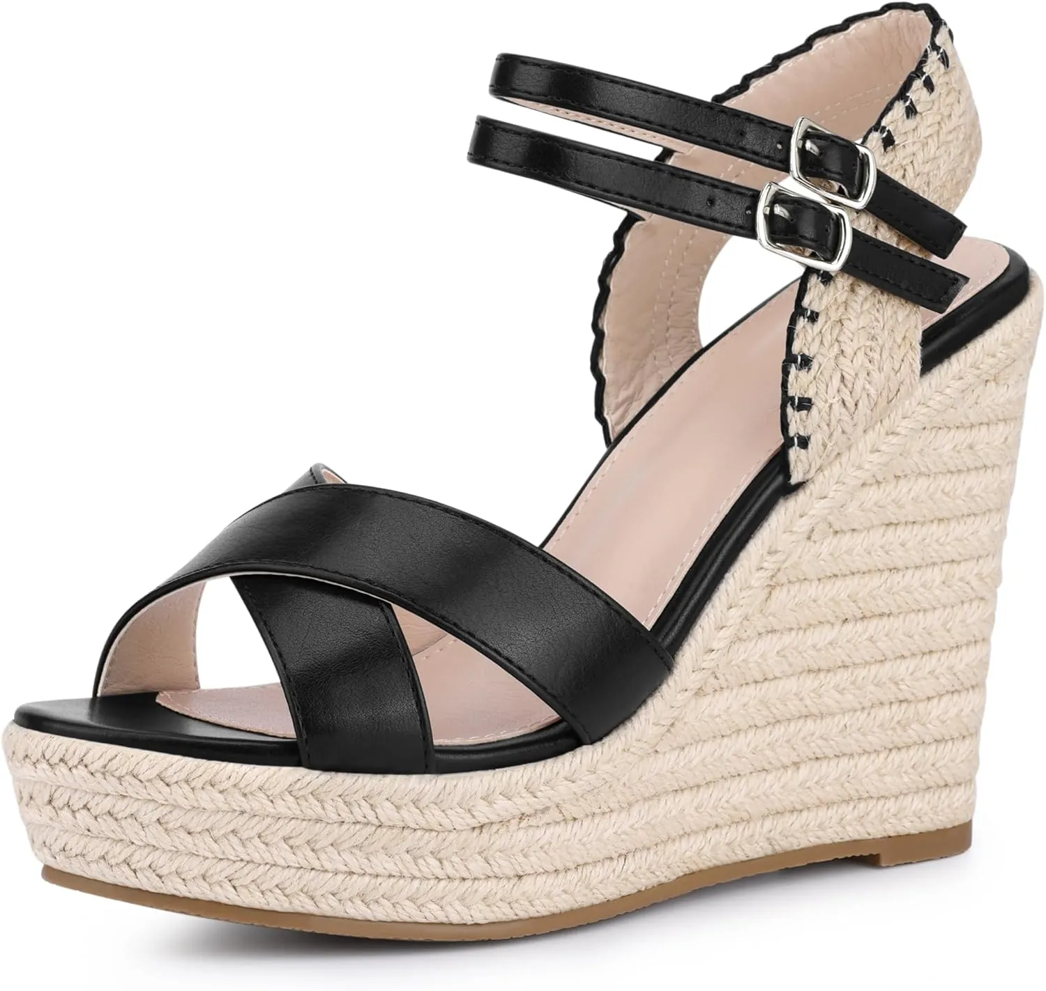 Allegra K Women's Espadrilles Platform Wedges Open Toe Wedge Heel Sandals