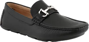 Amali Walken Men's Casual Slip-On Loafers, Driving Moccasin Shoes for Men with Silver Buckle, Available in Plush Microfiber and PU Leather