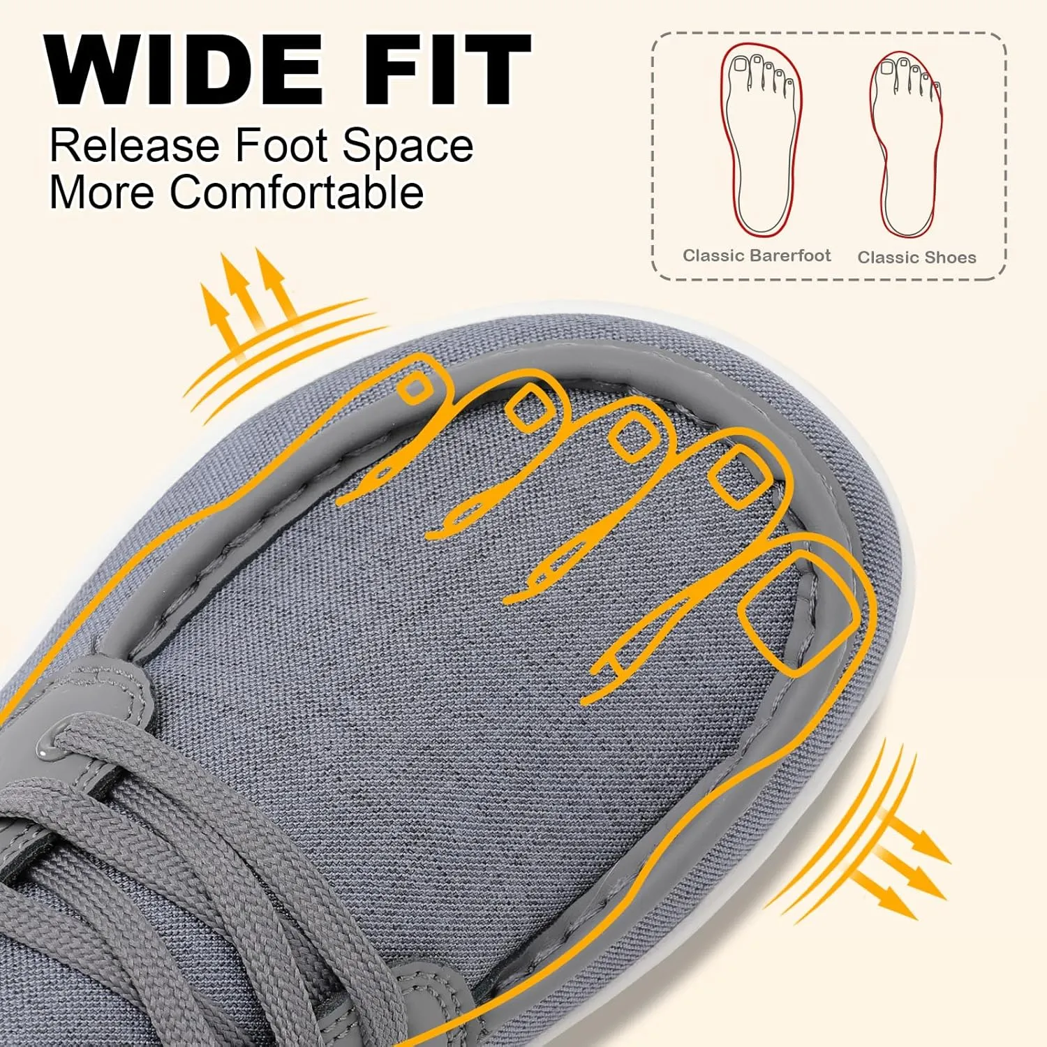 BARERUN Womens Walking Shoes Barefoot Minimalist Trail Running Shoes Wide Toe Zero Drop Tennis Sneakers for Jogging Hiking Athletic Lightweight Cross Training Shoes for Gym Office Driving