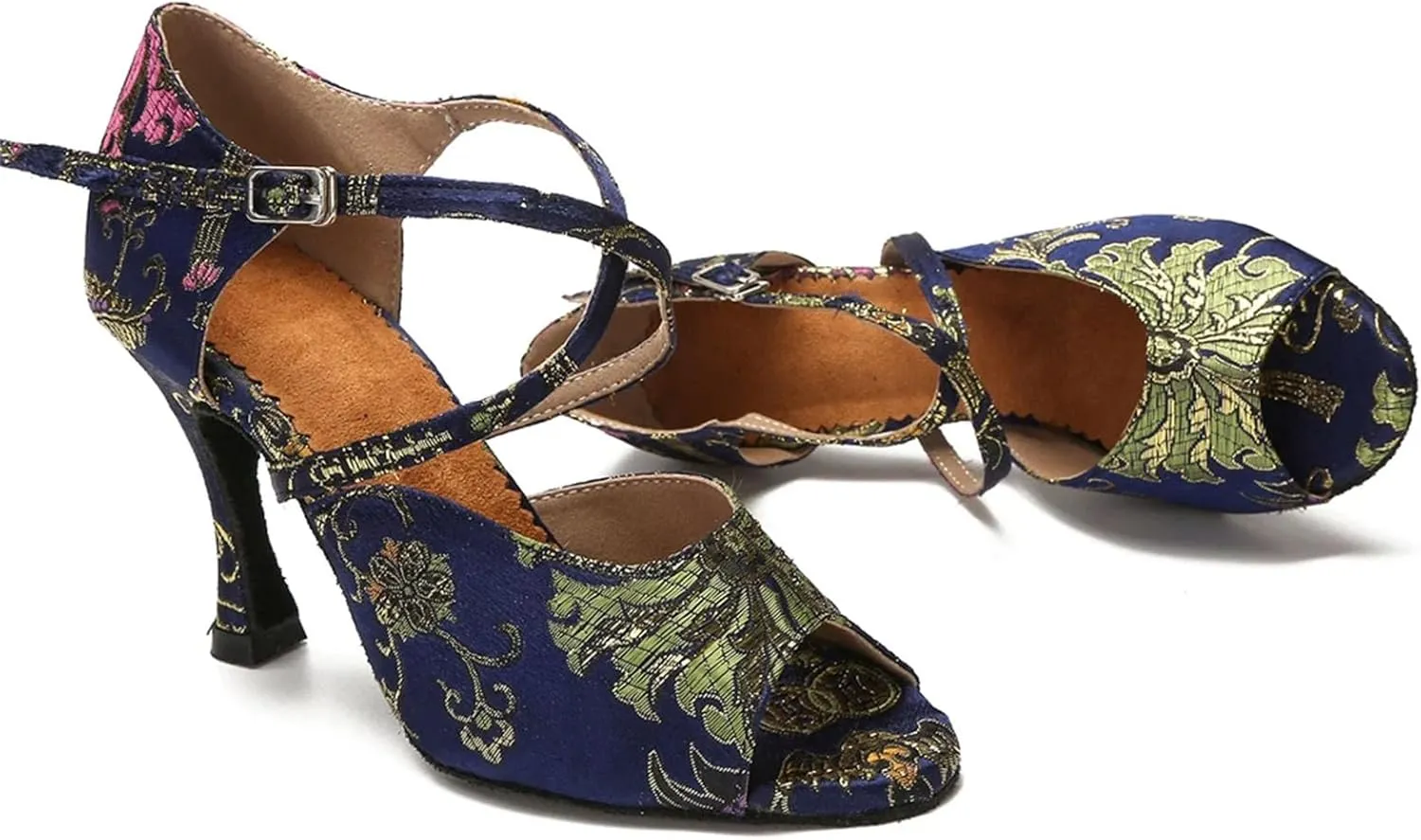Black/Blue Ballroom Sandals - Tango/Salsa Training Shoes for Girls (9CM/3.54")