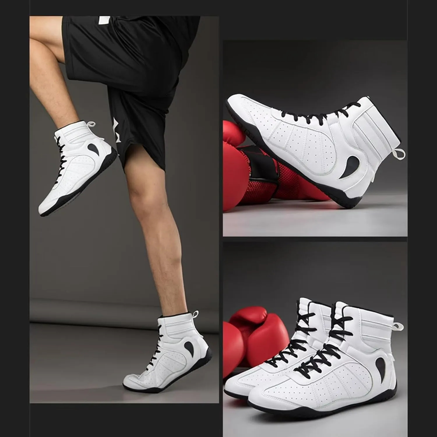 Boxing Shoes for Men Wrestling Shoes Combat Training Shoes Women's Fitness Sneakers High Top Wrestling Training Shoes