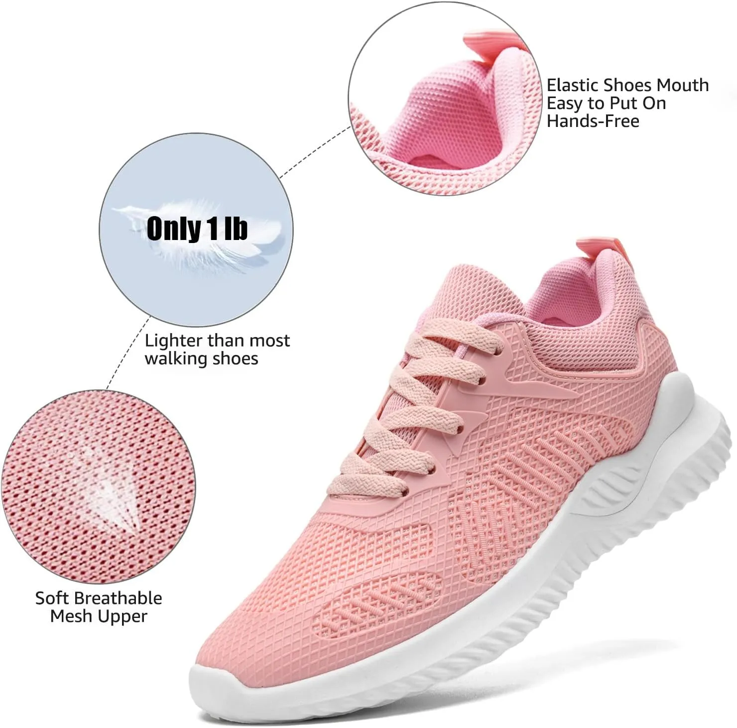 COVS Womens Slip On Walking Shoes, White Tennis Shoes Non Slip Running Shoes Lightweight Workout Shoes Breathable Cushioning Fashion Sneakers
