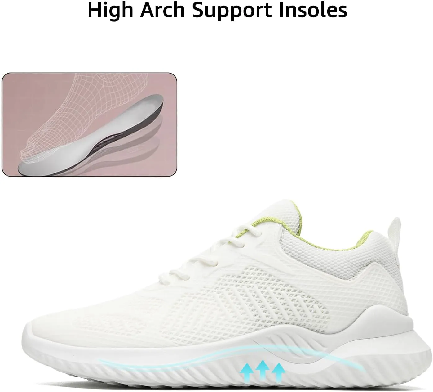 COVS Womens Slip On Walking Shoes, White Tennis Shoes Non Slip Running Shoes Lightweight Workout Shoes Breathable Cushioning Fashion Sneakers