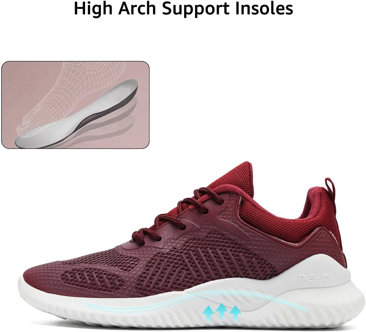 COVS Womens Slip On Walking Shoes, White Tennis Shoes Non Slip Running Shoes Lightweight Workout Shoes Breathable Cushioning Fashion Sneakers