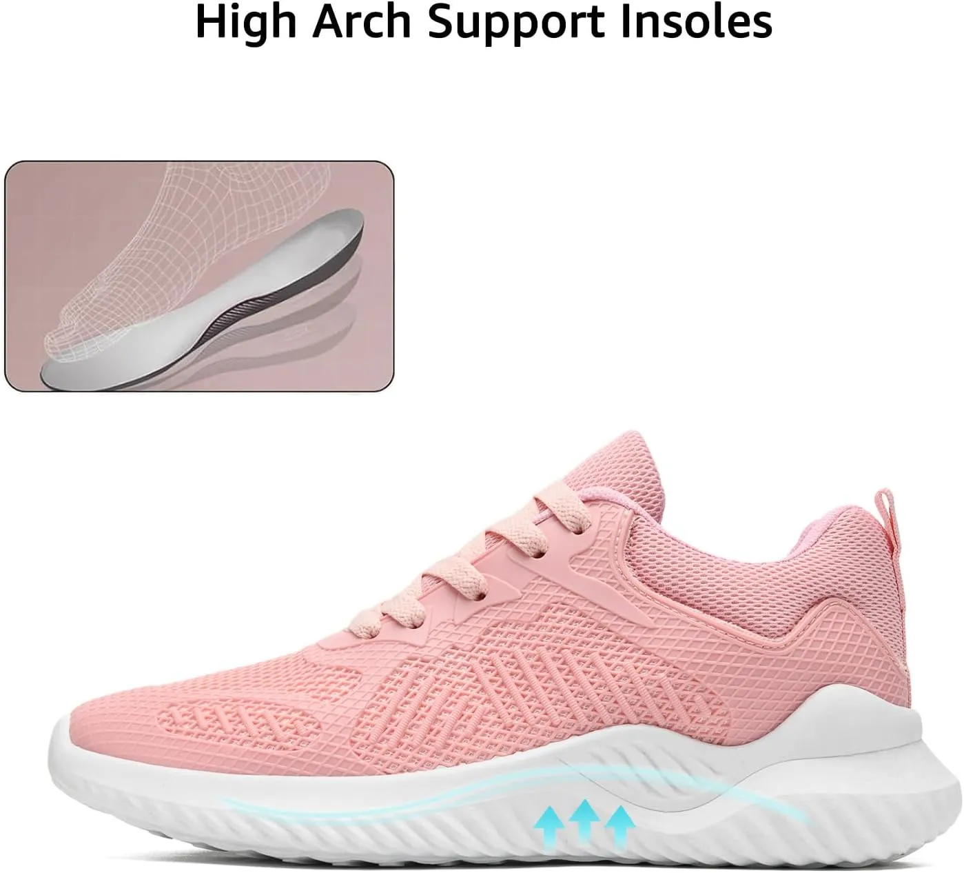COVS Womens Slip On Walking Shoes, White Tennis Shoes Non Slip Running Shoes Lightweight Workout Shoes Breathable Cushioning Fashion Sneakers
