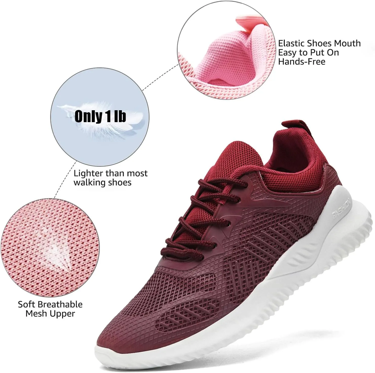 COVS Womens Slip On Walking Shoes, White Tennis Shoes Non Slip Running Shoes Lightweight Workout Shoes Breathable Cushioning Fashion Sneakers