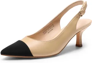 DREAM PAIRS Women's Kitten Heels Slingback Closed Pointed Toe Low Pumps Shoes Women Party Wedding Sexy Casual Dress Shoes