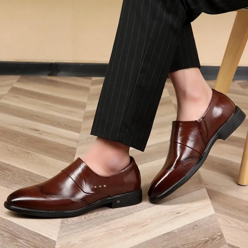 Dress Oxford for Men Slip On Casual Leather Shoes Breathable Slip On Shoes Business Shoes Oxford Work Shoes for Men Anti Slip Walking