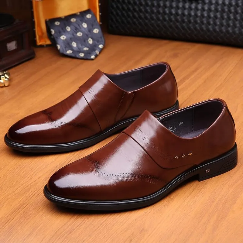 Dress Oxford for Men Slip On Casual Leather Shoes Breathable Slip On Shoes Business Shoes Oxford Work Shoes for Men Anti Slip Walking