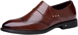 Dress Oxford for Men Slip On Casual Leather Shoes Breathable Slip On Shoes Business Shoes Oxford Work Shoes for Men Anti Slip Walking