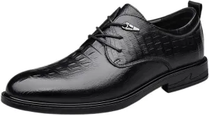 Dress Oxford Formal Shoes for Men Vintage Lace Up Prom Breathable Vegan Leather Business Rubber Sole Slip Classic