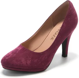EBYNUE Women's Pumps Sexy Platform Heels 3 inch Closed Round Toe Wedding Party Dress Shoes