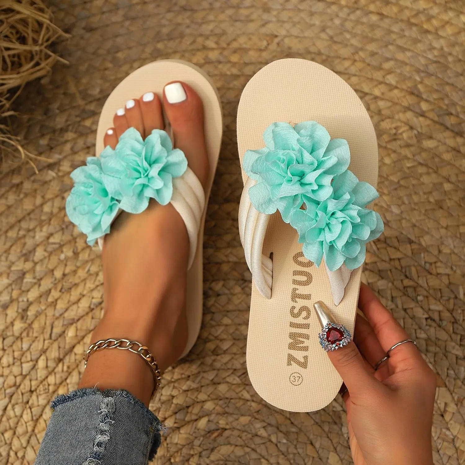 Eduavar Womens Sandals Summer Slip On Yoga Foam Comfortable Flip Flops with Arch Support Non-Slip Walking Thong Slippers