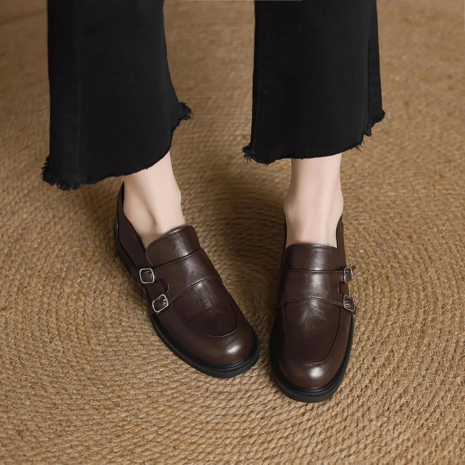Elegant Round Toe Slip On Pumps Flat Heel Loafers for Women