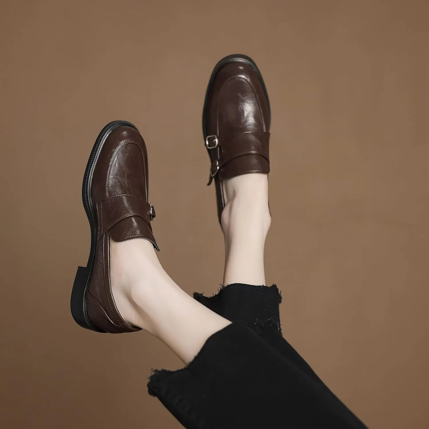 Elegant Round Toe Slip On Pumps Flat Heel Loafers for Women