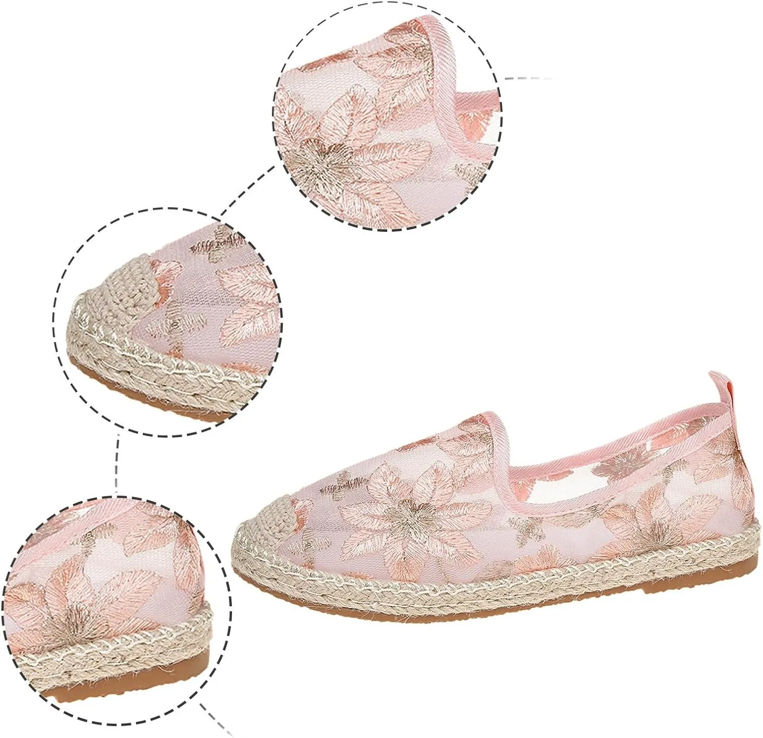 Espadrille Loafers Women Mesh Embroidered Floral Closed Toe Classic Casual Shoes Party Bridal Shoes Summer Dress Sandals