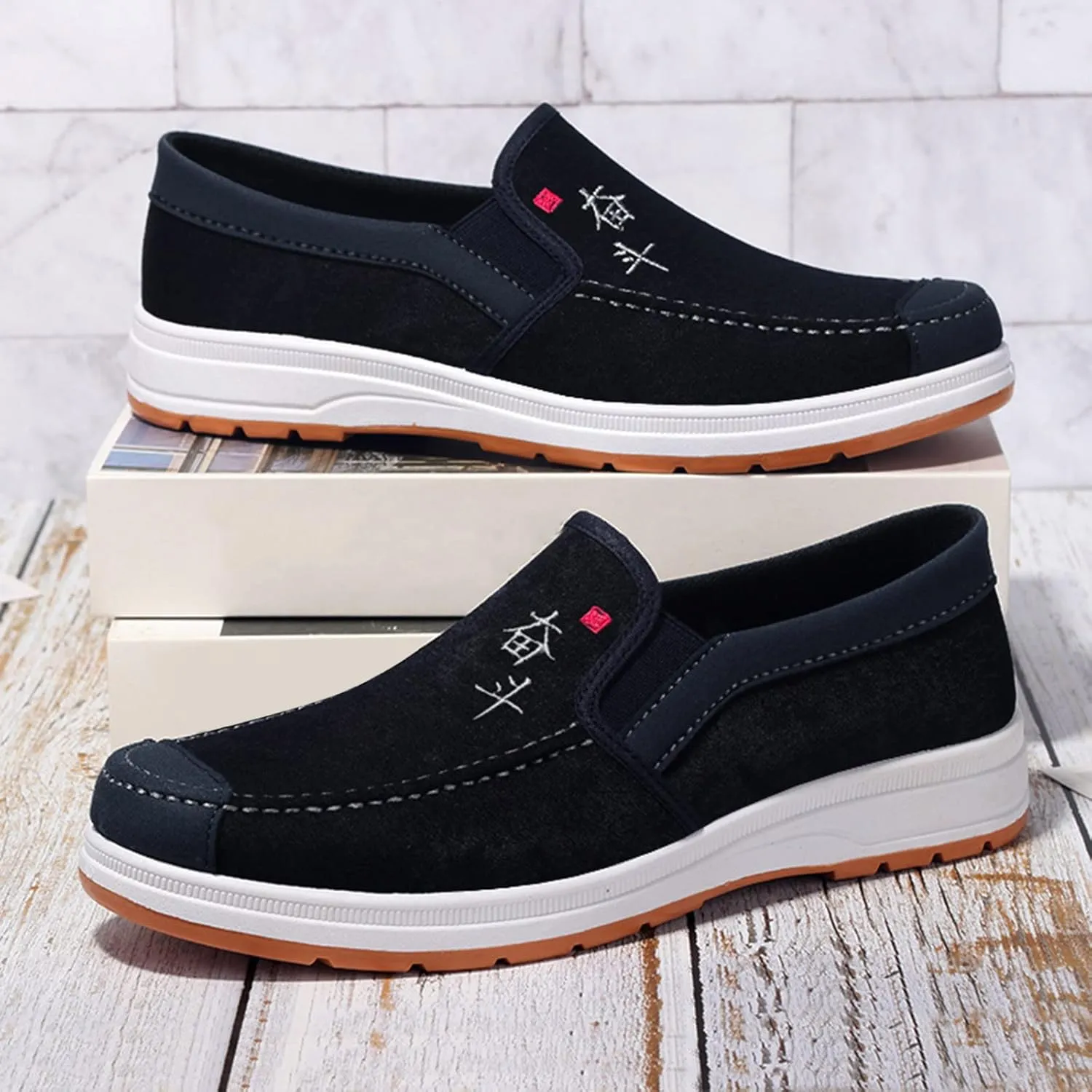 Fashion All Season Men Casual Shoes Flat Non Slip Lightweight Suede Cloth Solid Color Comfortable Indoor Super Shoes