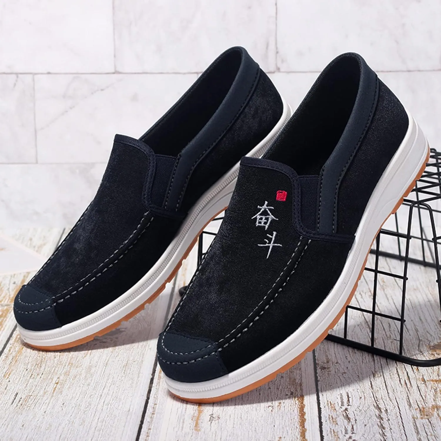 Fashion All Season Men Casual Shoes Flat Non Slip Lightweight Suede Cloth Solid Color Comfortable Indoor Super Shoes