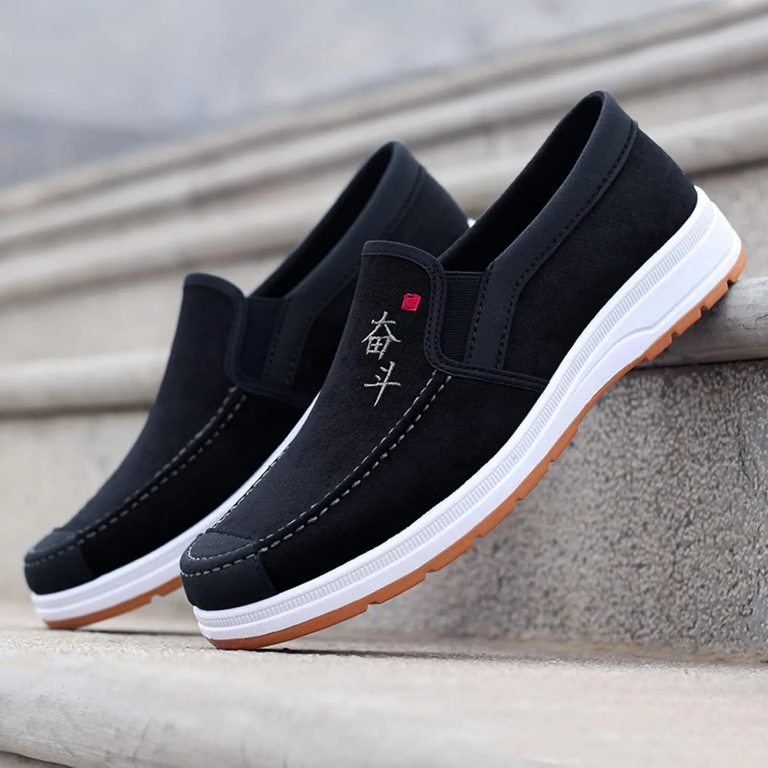 Fashion All Season Men Casual Shoes Flat Non Slip Lightweight Suede Cloth Solid Color Comfortable Indoor Super Shoes