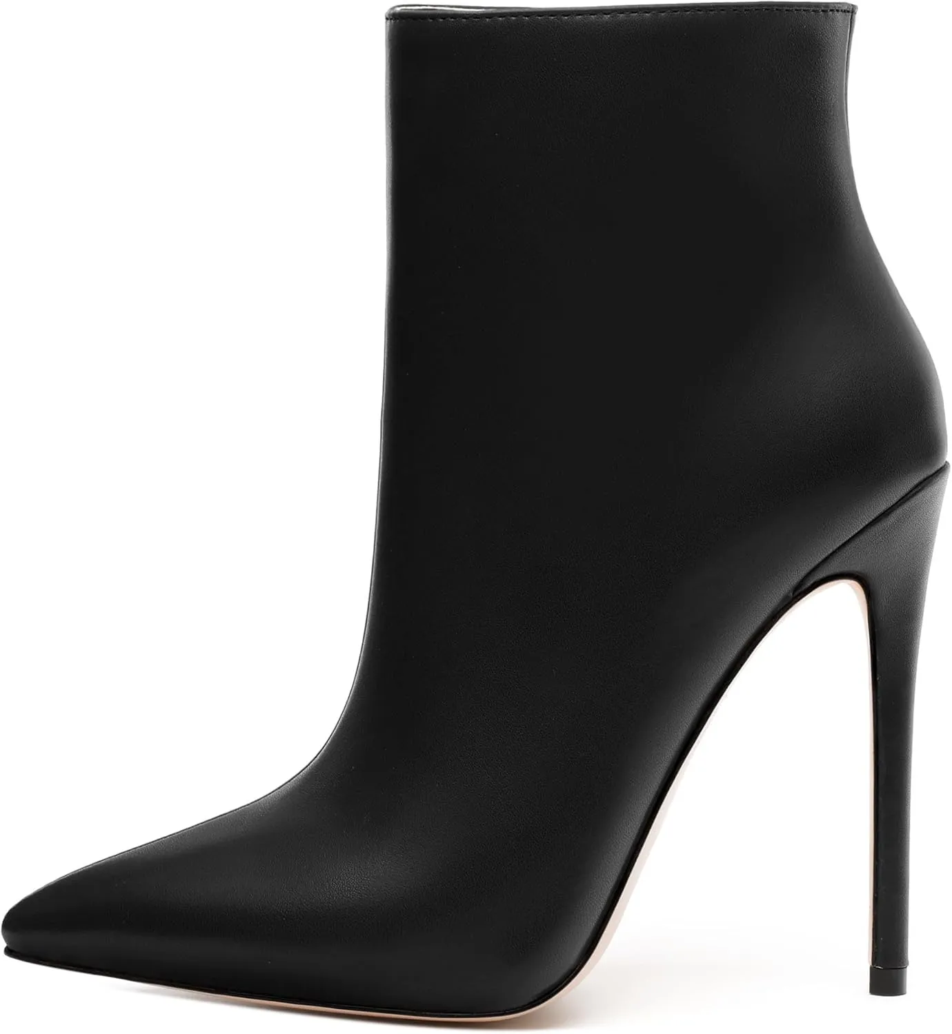 FEMSTEP Ankle Boots for Women Pointed Toe 4.7-Inch High Stiletto Heeled Booties Side Zipper Fashion Short Boots