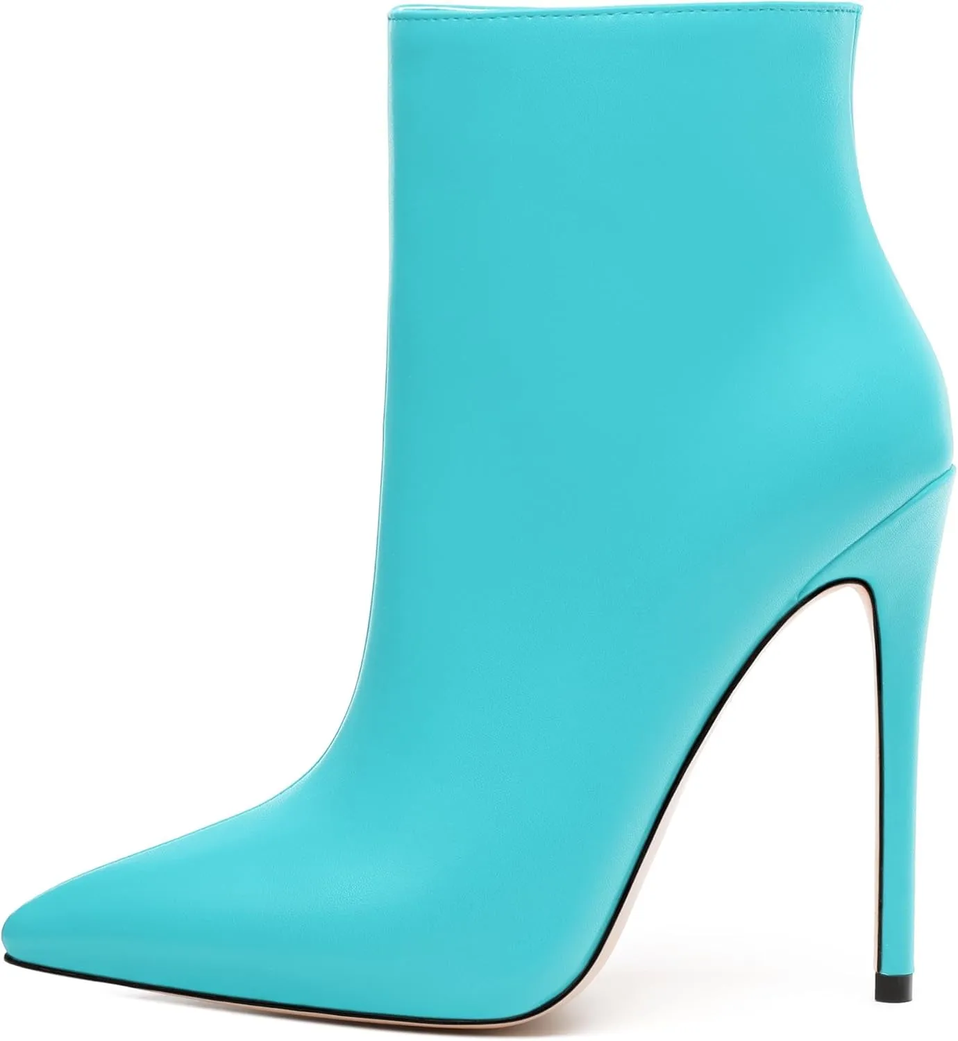 FEMSTEP Ankle Boots for Women Pointed Toe 4.7-Inch High Stiletto Heeled Booties Side Zipper Fashion Short Boots