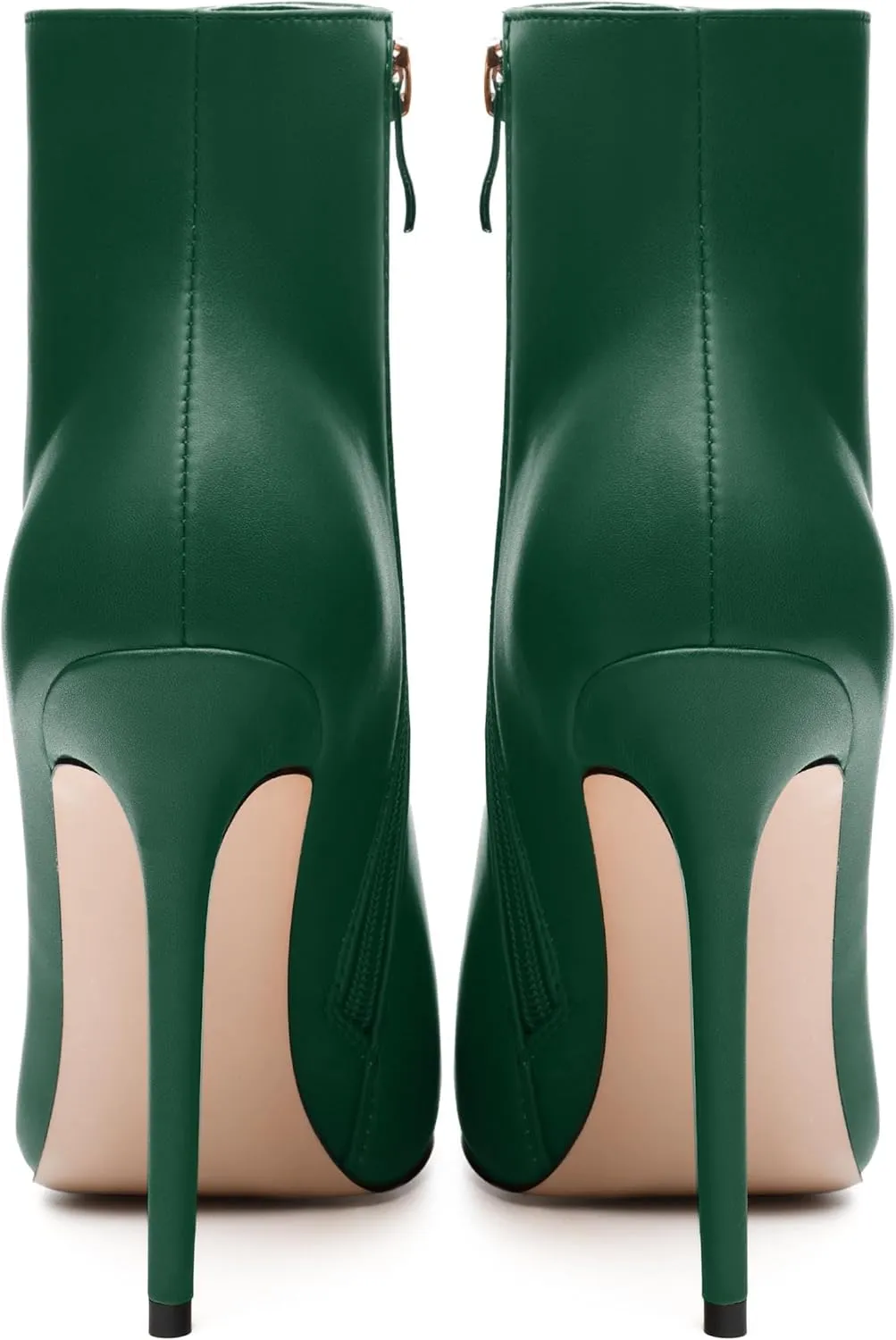 FEMSTEP Ankle Boots for Women Pointed Toe 4.7-Inch High Stiletto Heeled Booties Side Zipper Fashion Short Boots