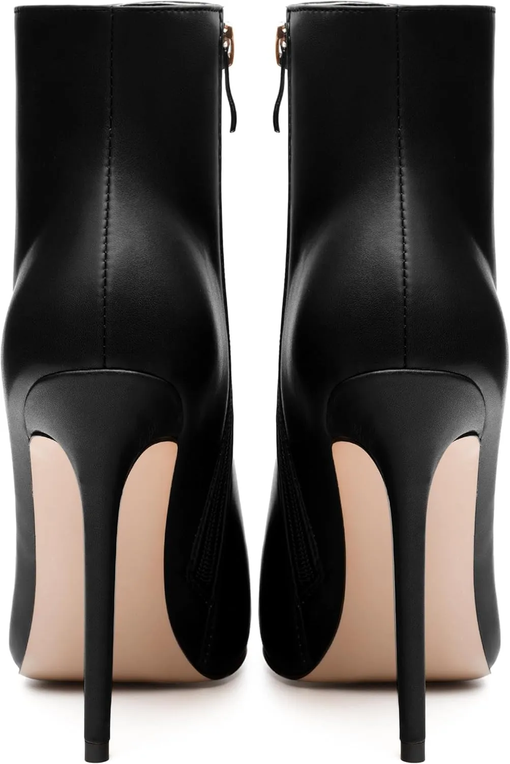 FEMSTEP Ankle Boots for Women Pointed Toe 4.7-Inch High Stiletto Heeled Booties Side Zipper Fashion Short Boots