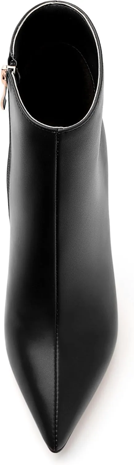 FEMSTEP Ankle Boots for Women Pointed Toe 4.7-Inch High Stiletto Heeled Booties Side Zipper Fashion Short Boots