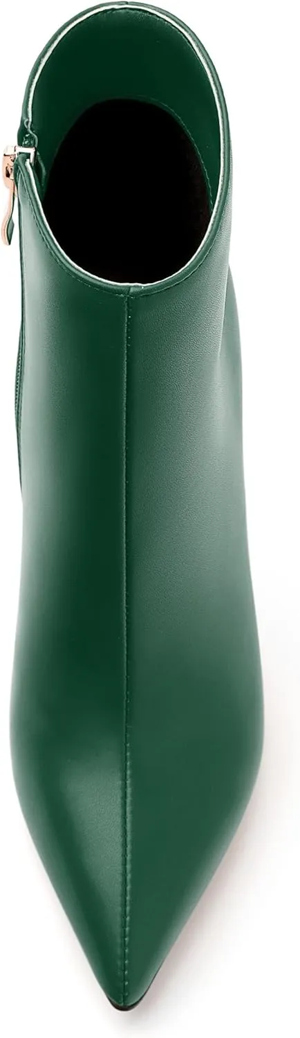 FEMSTEP Ankle Boots for Women Pointed Toe 4.7-Inch High Stiletto Heeled Booties Side Zipper Fashion Short Boots