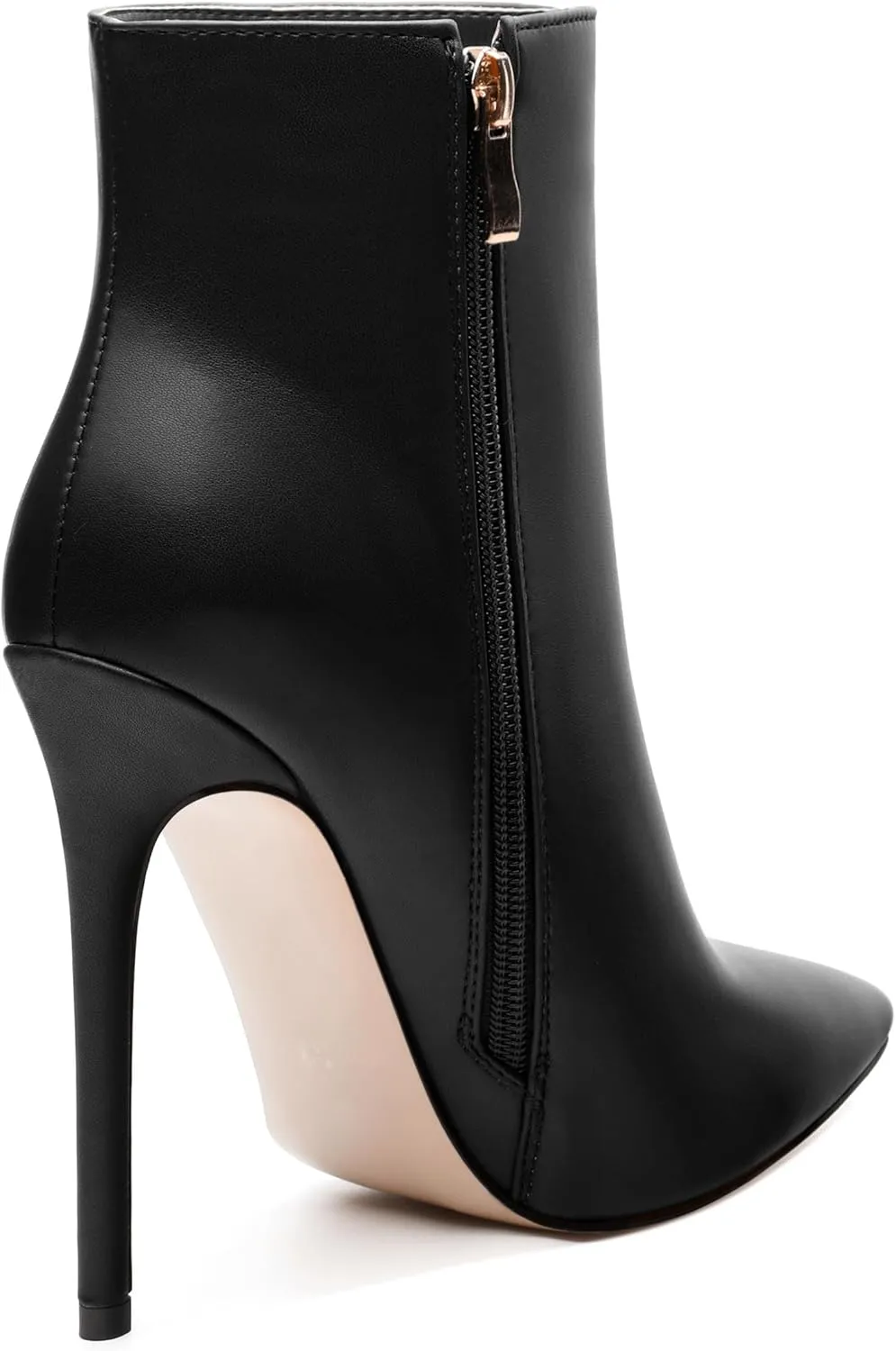 FEMSTEP Ankle Boots for Women Pointed Toe 4.7-Inch High Stiletto Heeled Booties Side Zipper Fashion Short Boots