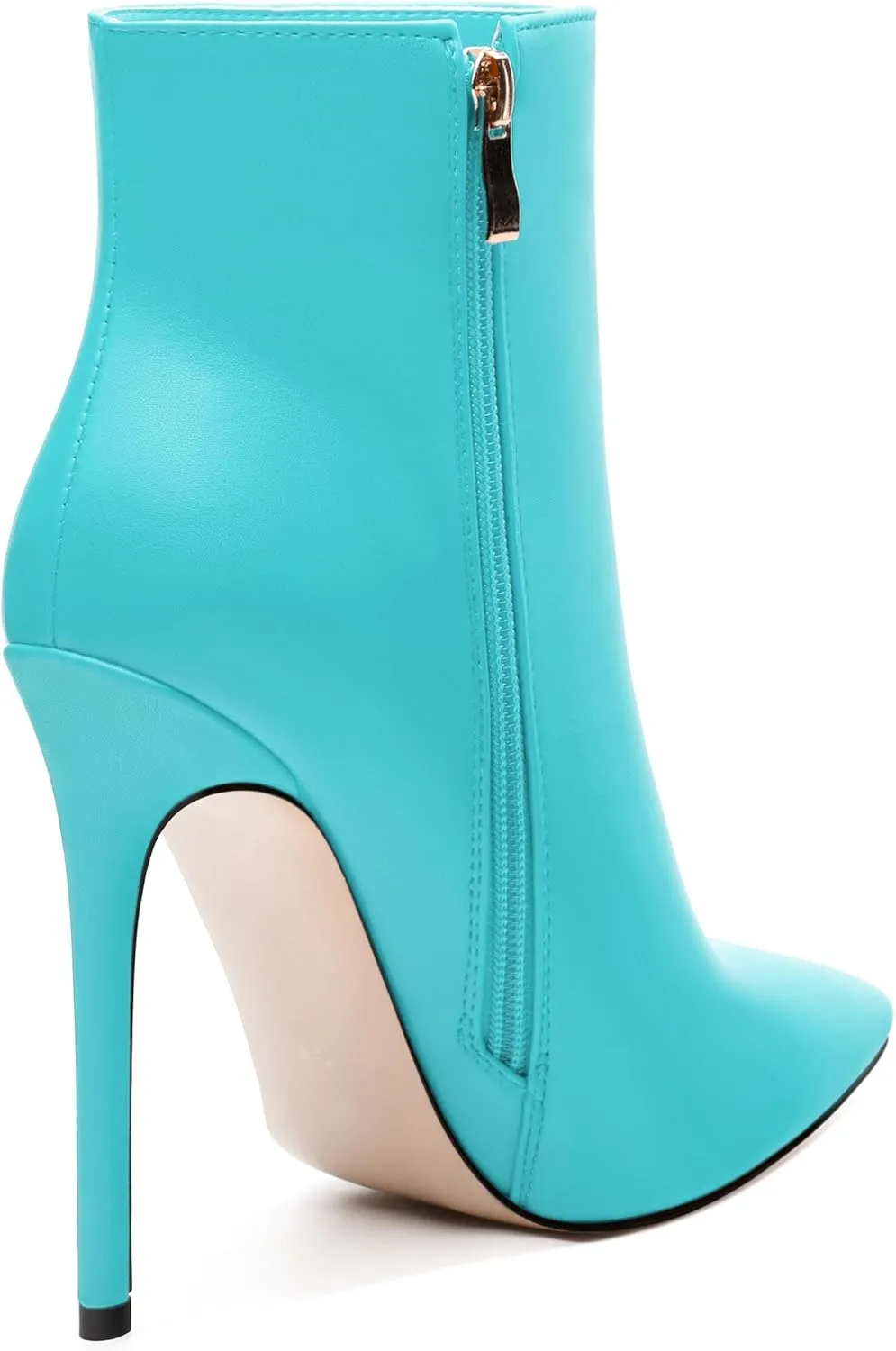 FEMSTEP Ankle Boots for Women Pointed Toe 4.7-Inch High Stiletto Heeled Booties Side Zipper Fashion Short Boots