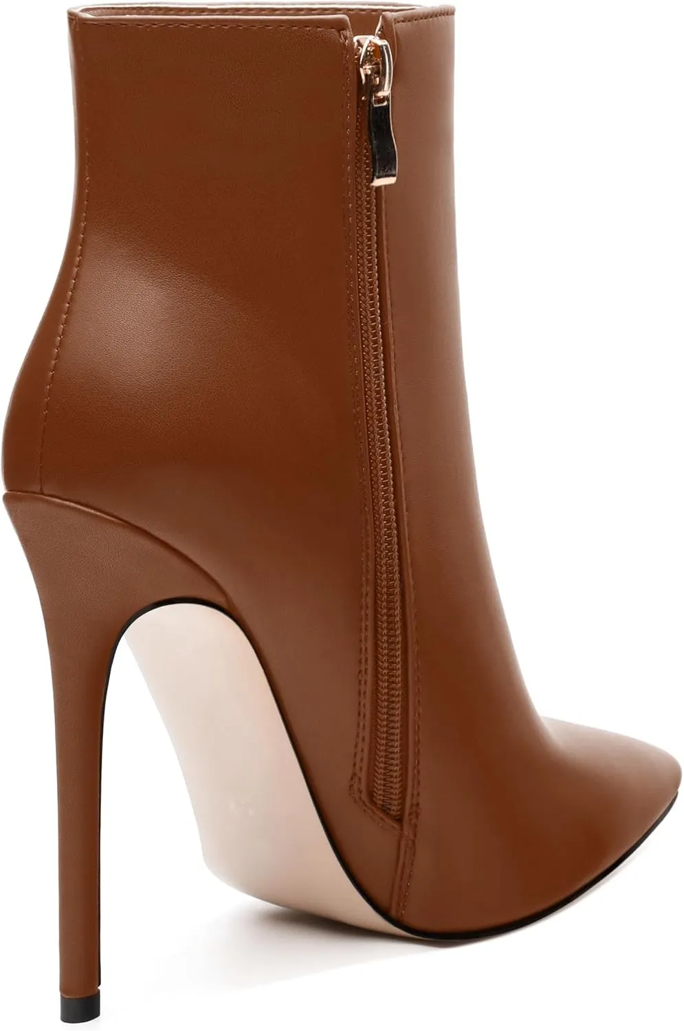 FEMSTEP Ankle Boots for Women Pointed Toe 4.7-Inch High Stiletto Heeled Booties Side Zipper Fashion Short Boots