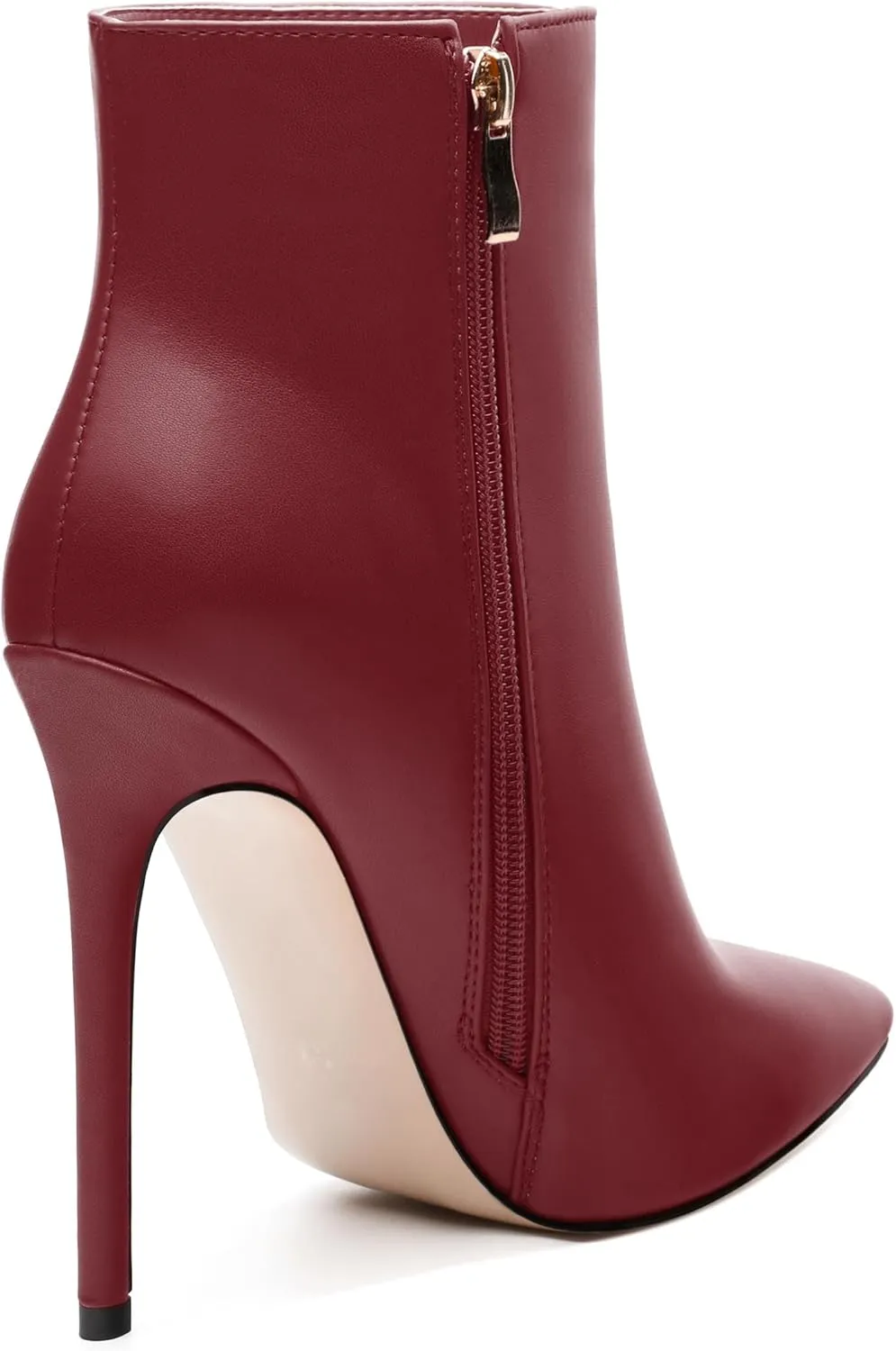 FEMSTEP Ankle Boots for Women Pointed Toe 4.7-Inch High Stiletto Heeled Booties Side Zipper Fashion Short Boots