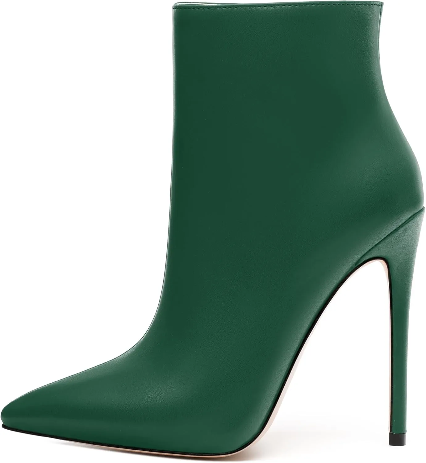 FEMSTEP Ankle Boots for Women Pointed Toe 4.7-Inch High Stiletto Heeled Booties Side Zipper Fashion Short Boots
