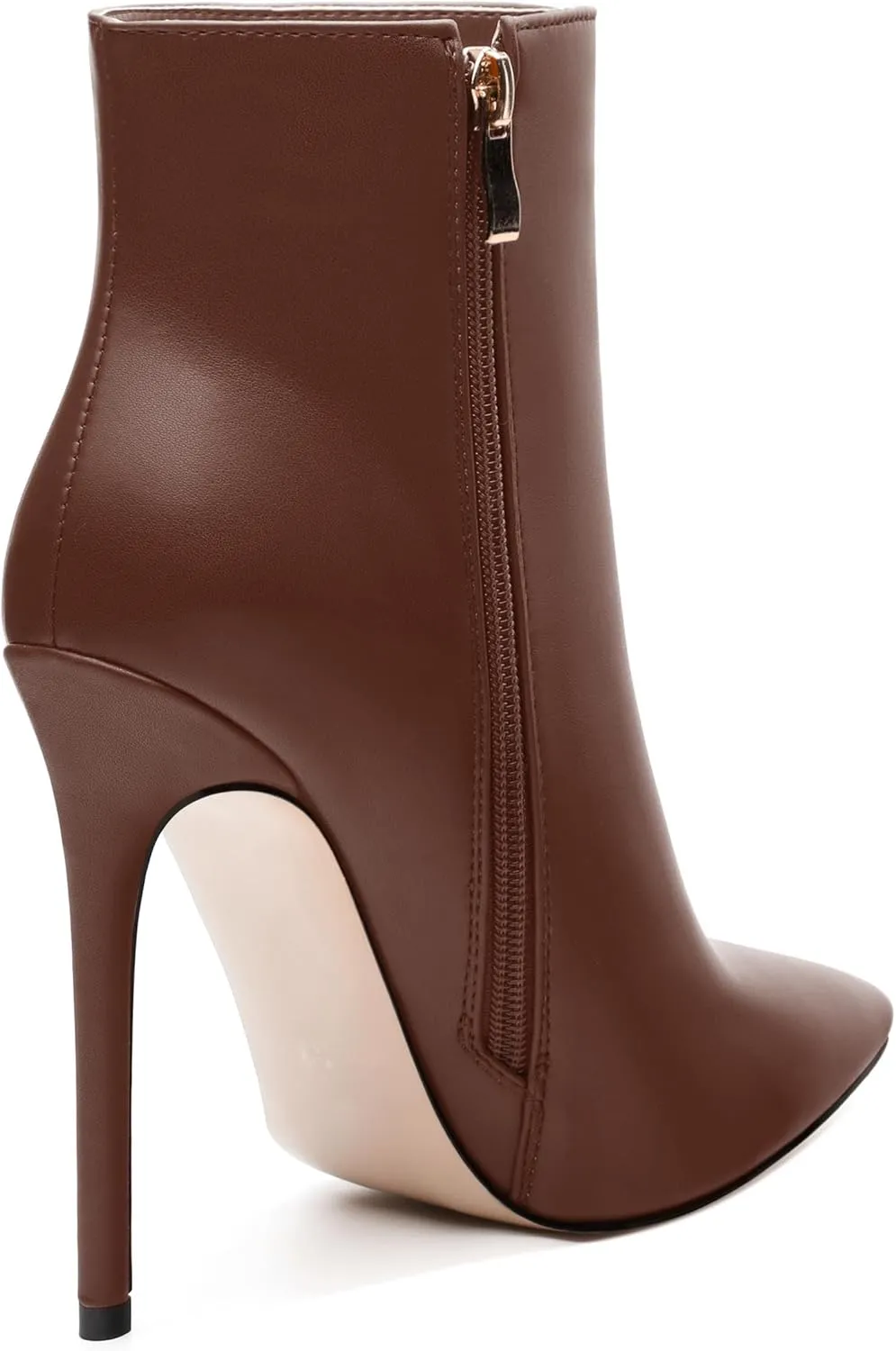 FEMSTEP Ankle Boots for Women Pointed Toe 4.7-Inch High Stiletto Heeled Booties Side Zipper Fashion Short Boots