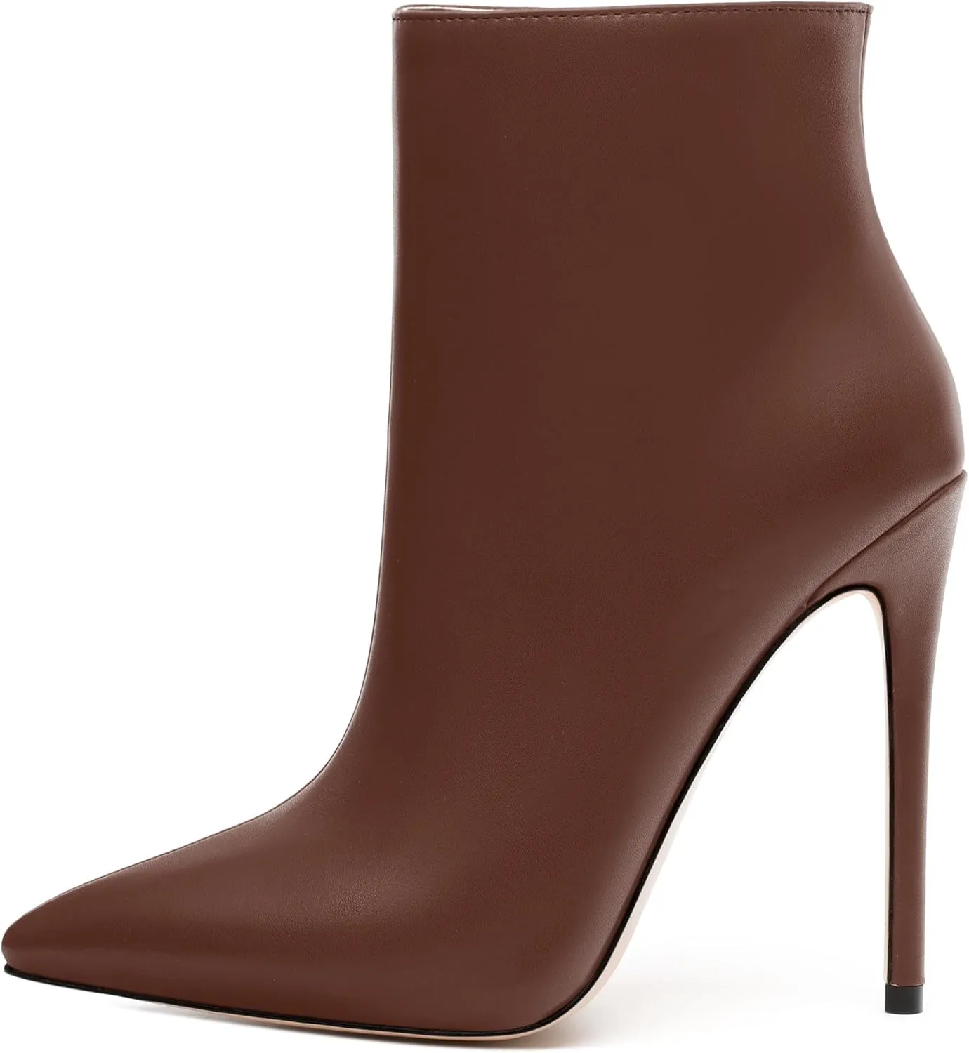 FEMSTEP Ankle Boots for Women Pointed Toe 4.7-Inch High Stiletto Heeled Booties Side Zipper Fashion Short Boots