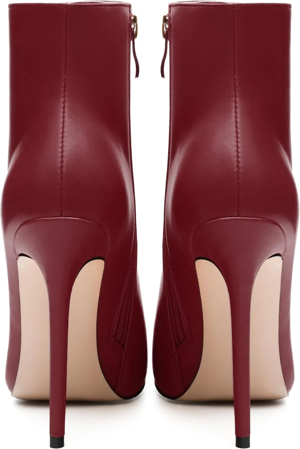 FEMSTEP Ankle Boots for Women Pointed Toe 4.7-Inch High Stiletto Heeled Booties Side Zipper Fashion Short Boots