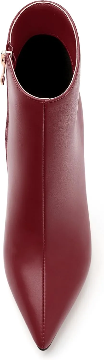 FEMSTEP Ankle Boots for Women Pointed Toe 4.7-Inch High Stiletto Heeled Booties Side Zipper Fashion Short Boots