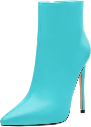 FEMSTEP Ankle Boots for Women Pointed Toe 4.7-Inch High Stiletto Heeled Booties Side Zipper Fashion Short Boots