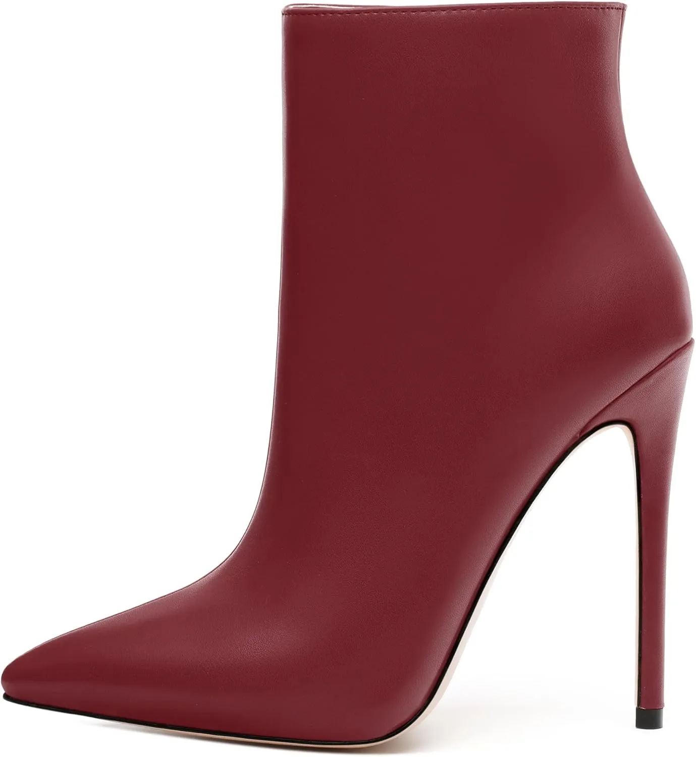 FEMSTEP Ankle Boots for Women Pointed Toe 4.7-Inch High Stiletto Heeled Booties Side Zipper Fashion Short Boots