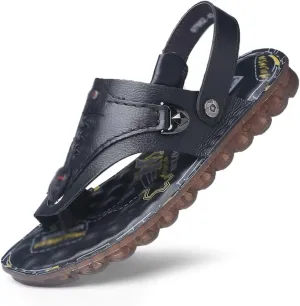 Flip Flops Mens Sandals Slippers Genuine Leather Beach Shoes Men's Trend Soft Casual Men's Non-Slip Two Uses Sandals(38)