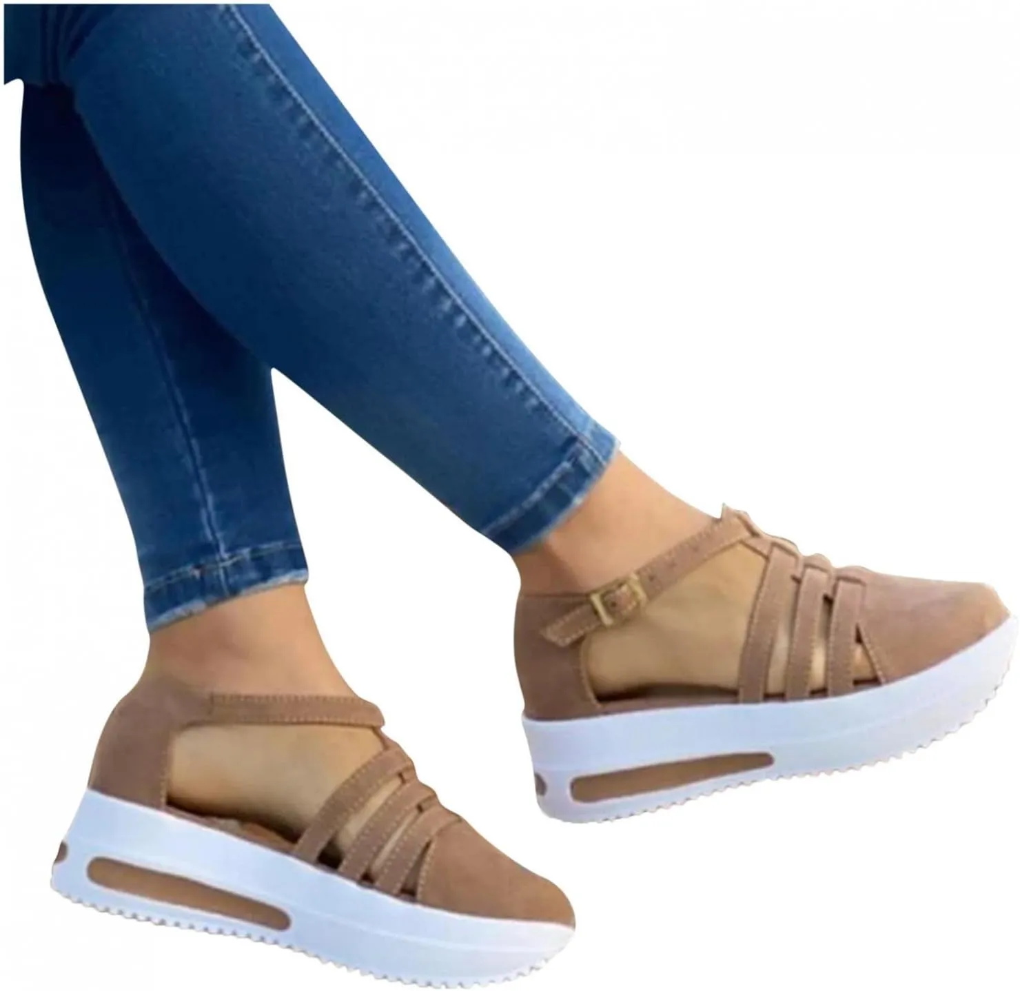 Gibobby Platform Shoes for Women,Ladies Open Toe Bohemia Weaving Sandals Ankle Strap Buckle Sandal Wedges Shoes