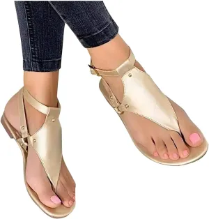 Gladiator Sandals for Women Dressy Summer Flat Clip Toe Flip Flops Solid Color Casual Strap Buckle Slippers 2023 Ladies Comfy Beach Roman Shoes