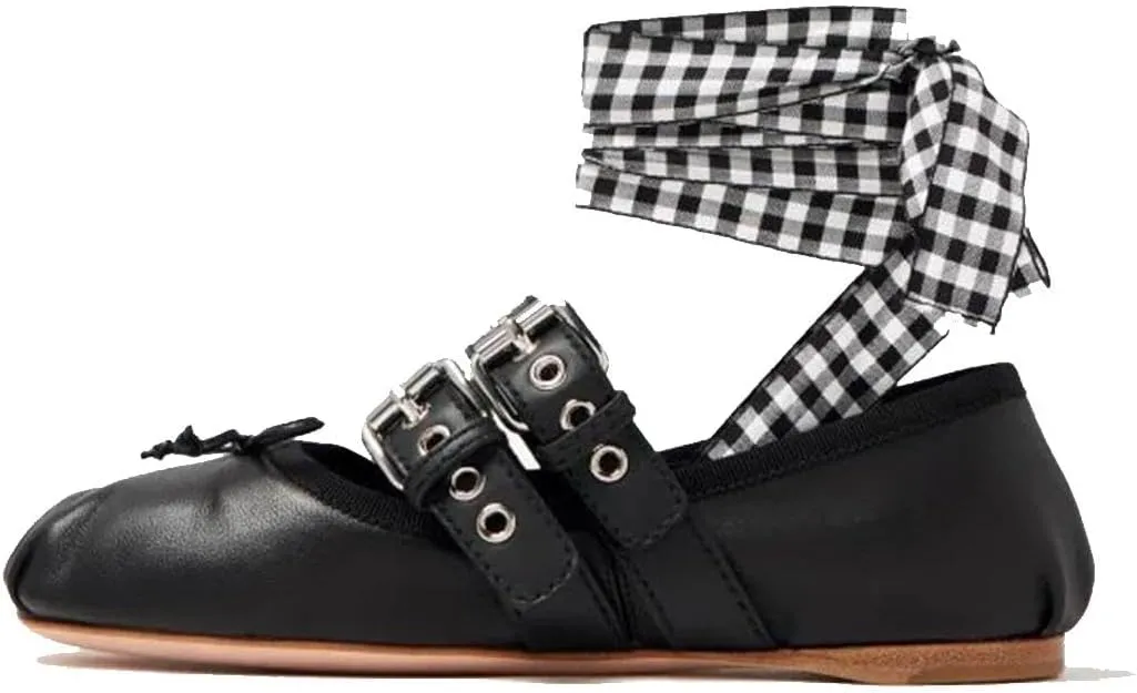 heelchic Ballet Flats Shoes for Women with Strap, Closed Round Toe Womens Ballerina Flats Comfortable Slip On Mary Jane Flats